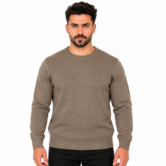 Men's Classic Crew Neck Knitted Sweater – Long Sleeve Pullover Jumper