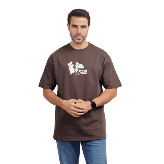 Men's Graphic Cotton T-Shirt – Pizzeria Print | Regular Fit
