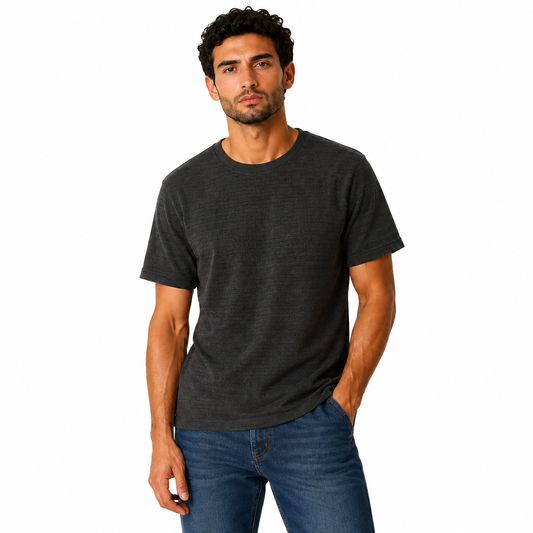 Men's Textured Cotton Crew Neck T-Shirt
