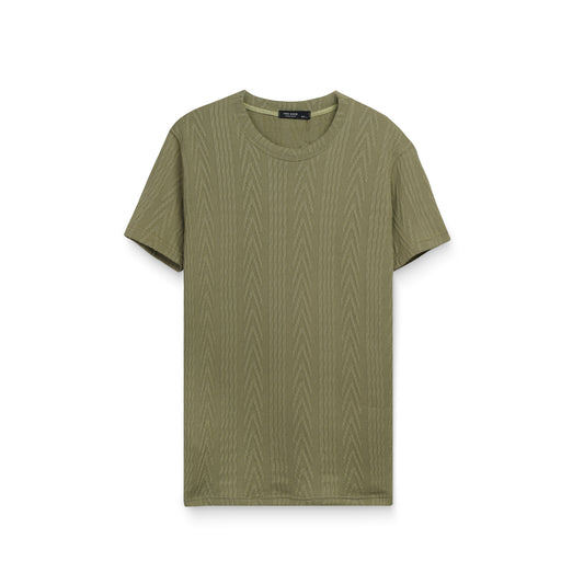 Men's Textured Knit T-Shirt – Relaxed Fit Casual Crew Neck