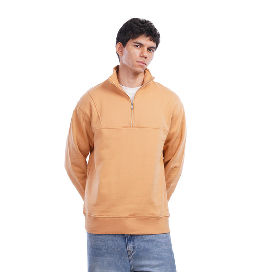 Men’s Half Zip Sweatshirt – High Neck Long Sleeve , Regular Fit