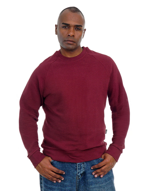 Men’s Textured Crew Neck Sweatshirt – Cotton Knit Pullover