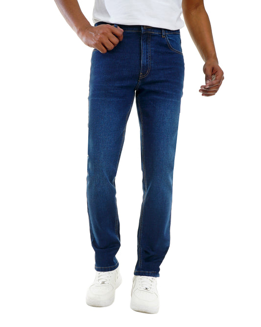 Men’s Dark Blue Denim Jeans – Regular Fit Classic 5 Pocket Pants