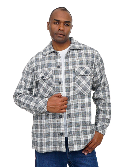 Men’s Plaid Shirt Jacket Long Sleeve Button Front Casual Layering Style