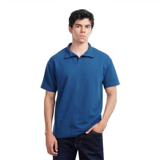 Men’s Textured Polo Shirt – Relaxed Fit Short Sleeve Polo