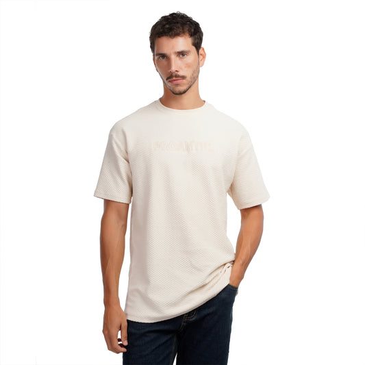 Men’s Textured T-Shirt – Premium Casual Tee with Embossed Front Logo