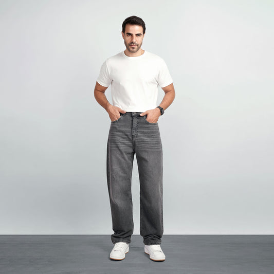 Men's Wide Leg Jeans – Relaxed Fit Stretch Denim Pants with 5 Pockets
