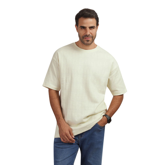 Men's Textured Cotton Crew Neck T-Shirt