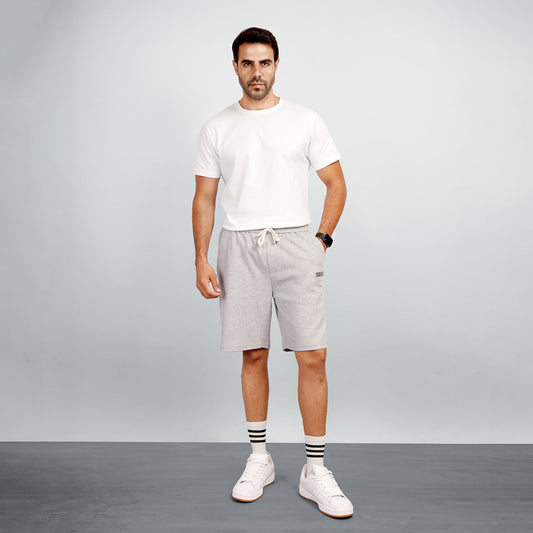 Men's Cotton Fleece Sweat Shorts with Drawstring Waist & Embroidered Logo