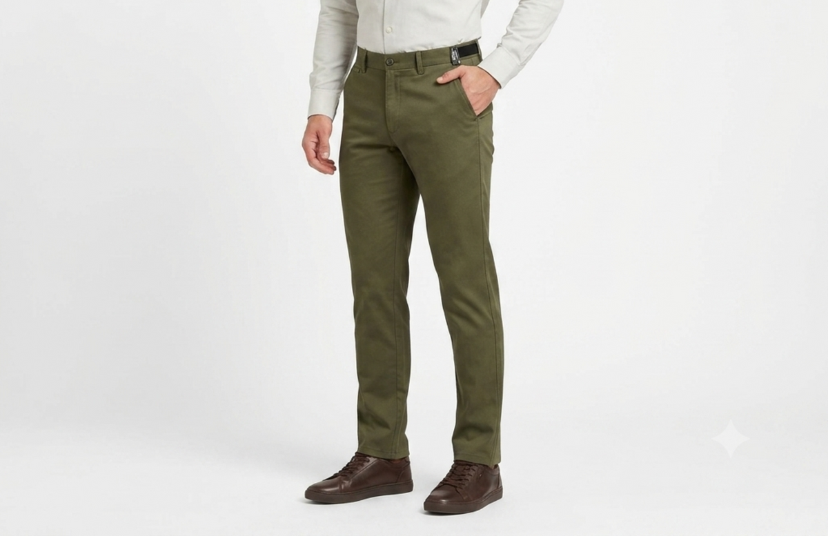 Men's Slim Fit Chino Pants – Stretch Cotton Twill Casual Trousers with Side Pockets