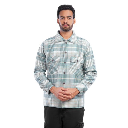 Men’s Plaid Shirt Jacket Long Sleeve Button Front Casual Layering Style