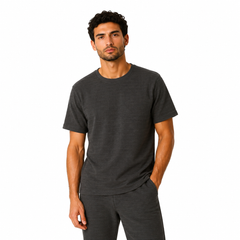 Men's Textured Cotton Crew Neck T-Shirt