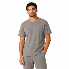 Men's Textured Cotton Crew Neck T-Shirt