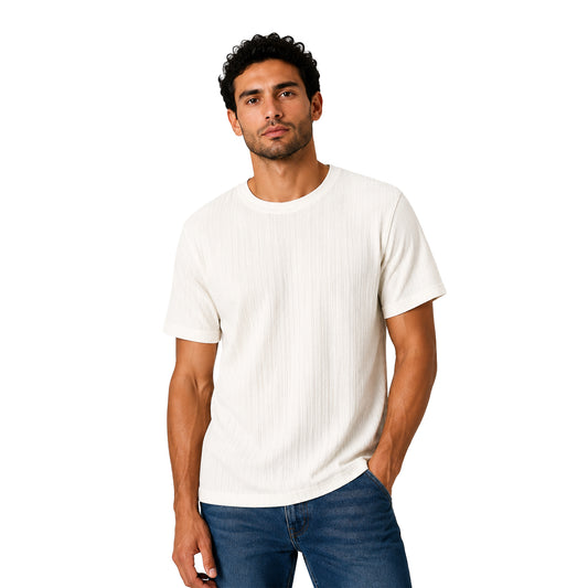 Men's Textured Cotton Crew Neck T-Shirt