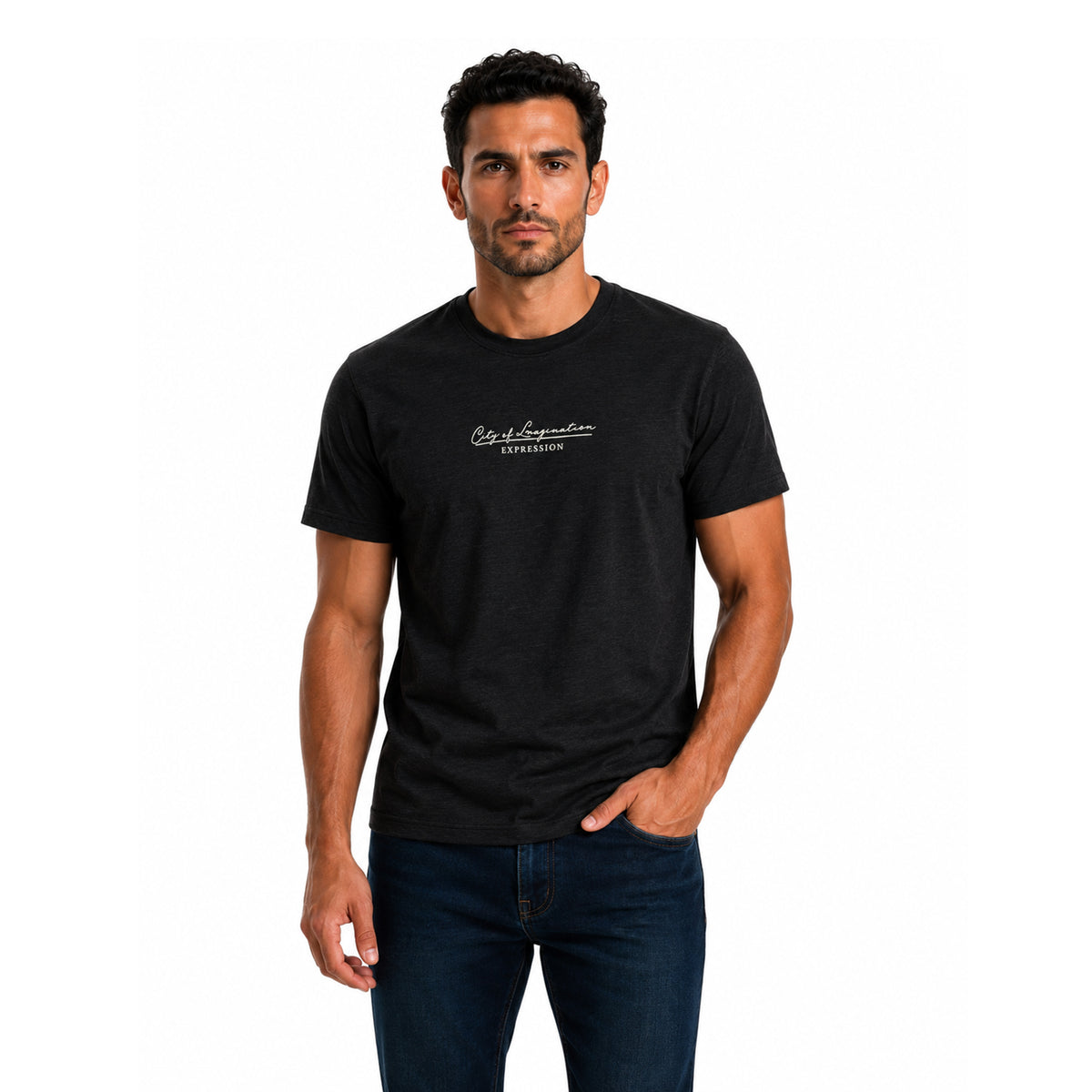 Men's Cotton Graphic Crewneck T-Shirt – "City of Imagination" Print
