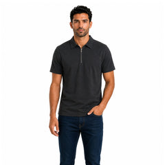 Men's Dark Green Half-Zip Polo Shirt