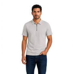 Men's Dark Green Half-Zip Polo Shirt