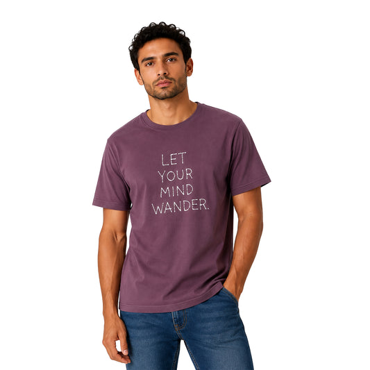 Men's Graphic Cotton T-Shirt – "Let Your Mind Wander" Print | Regular Fit