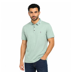 Men’s Polo T-Shirt with Contrast Collar – Casual Half Sleeve Polo
