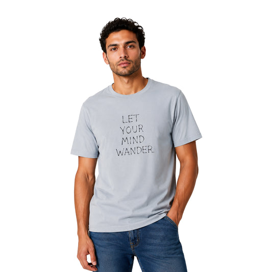Men's Graphic Cotton T-Shirt – "Let Your Mind Wander" Print | Regular Fit