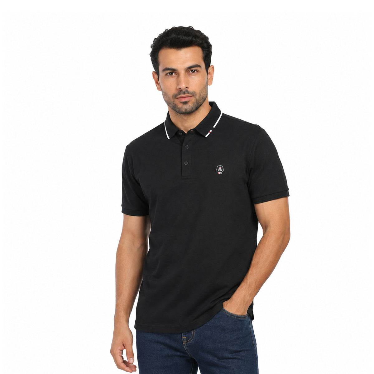 Men’s Polo T-Shirt with Contrast Collar – Casual Half Sleeve Polo