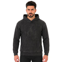 Men's Pullover Hoodie with Kangaroo Pocket, Long Sleeves and Ribbed Cuffs