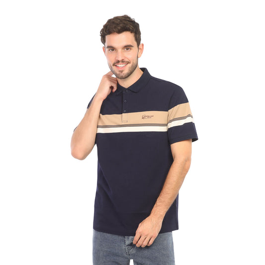 Men’s Striped Polo T-Shirt – Regular Fit Casual Half Sleeve Polo Tee