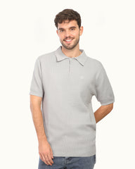 Men’s Textured Knit Polo T-Shirt – Premium Smart Casual Half Sleeve Polo