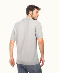 Men’s Textured Knit Polo T-Shirt – Premium Smart Casual Half Sleeve Polo