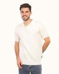 Men’s Textured Knit Polo T-Shirt – Premium Smart Casual Half Sleeve Polo
