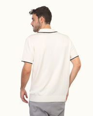 Men’s Knit Polo T-Shirt – Elegant Casual Half Sleeve Polo with Contrast Details