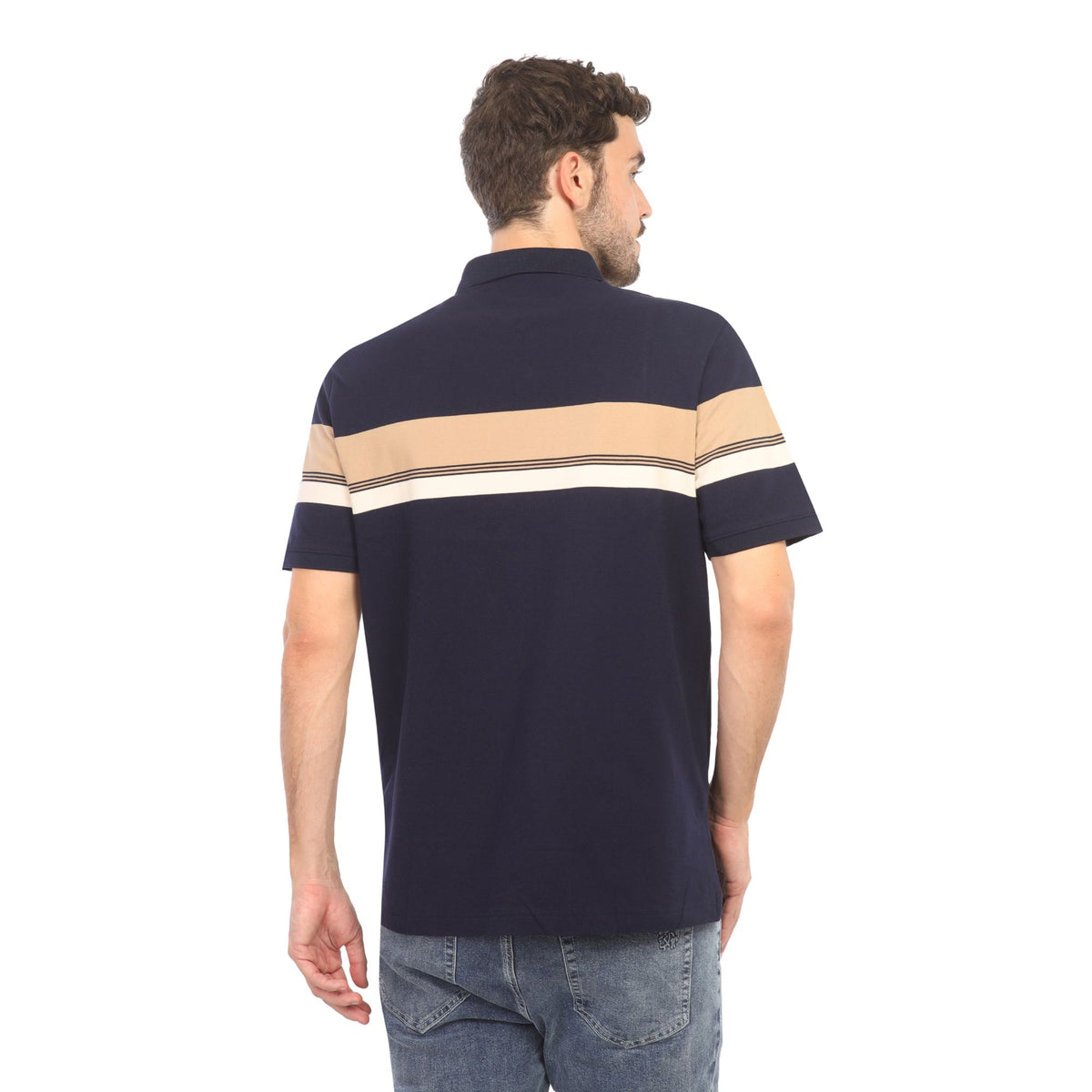 Men’s Striped Polo T-Shirt – Regular Fit Casual Half Sleeve Polo Tee