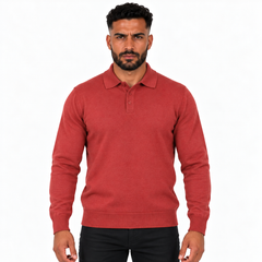 Men's Classic Knitted Polo Sweater – Long Sleeve Pullover Jumper
