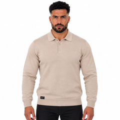Men's Classic Knitted Polo Sweater – Long Sleeve Pullover Jumper