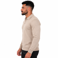 Men's Classic Knitted Polo Sweater – Long Sleeve Pullover Jumper