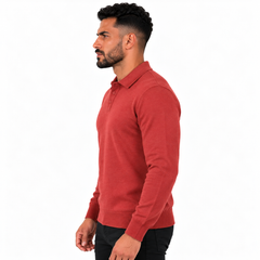 Men's Classic Knitted Polo Sweater – Long Sleeve Pullover Jumper