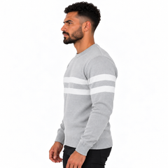 Men's Striped Crew Neck Knitted Sweater – Long Sleeve Casual Pullover Jumper