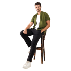 Men’s Textured Short Sleeve Button-Up Shirt – Mandarin Collar Casual Overshirt