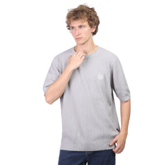 Men’s Textured Knit T-Shirt – Casual Regular Fit Half Sleeve Tee