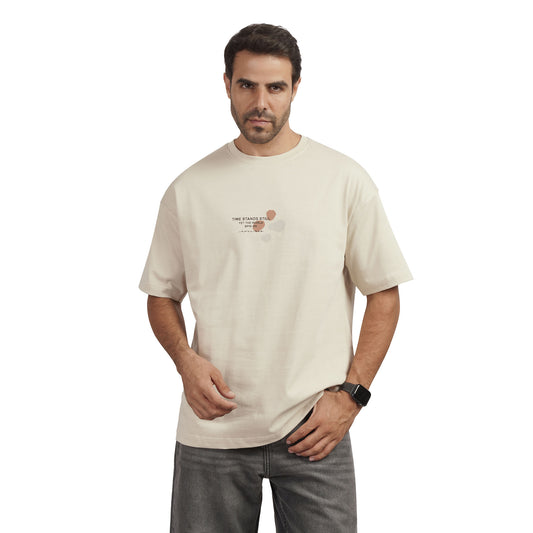 Men's Cotton Graphic Crewneck T-Shirt – "Time Stands Still" Print