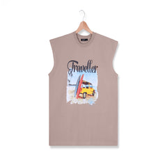 Men’s Sleeveless T-Shirt – Traveler Graphic Summer Casual Tank Tee