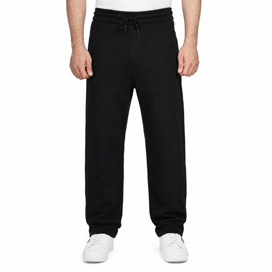 Men's Wide Leg Textured Sweatpants with Drawstring Waist, Relaxed Fit, Side Pockets & Back Pocket