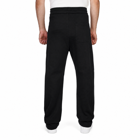 Men's Wide Leg Textured Sweatpants with Drawstring Waist, Relaxed Fit, Side Pockets & Back Pocket