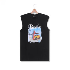Men’s Sleeveless T-Shirt – Traveler Graphic Summer Casual Tank Tee
