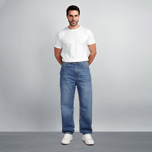 Men's Wide Leg Jeans – Relaxed Fit Denim Pants with Classic 5-Pocket