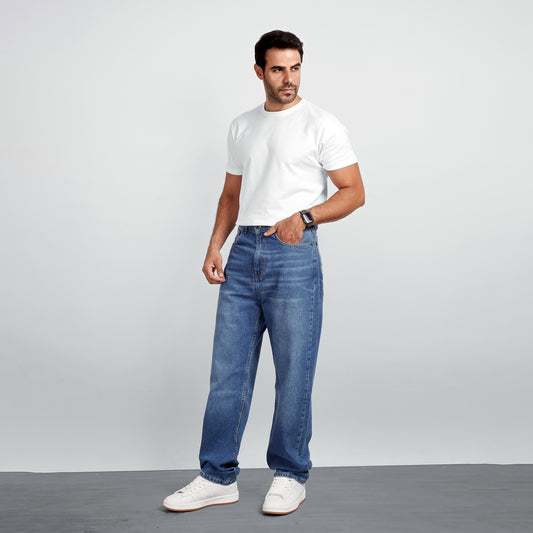 Men's Wide Leg Jeans – Relaxed Fit Denim Pants with Classic 5-Pocket