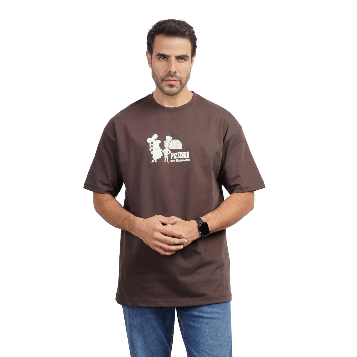 Men's Graphic Cotton T-Shirt – Pizzeria Print | Regular Fit