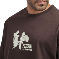 Men's Graphic Cotton T-Shirt – Pizzeria Print | Regular Fit