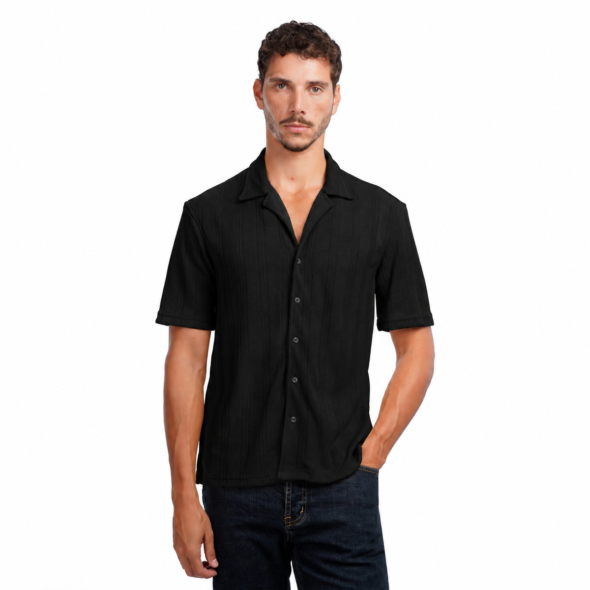 Men S Textured Short Sleeve Shirt Casual Button Down Summer Shirt