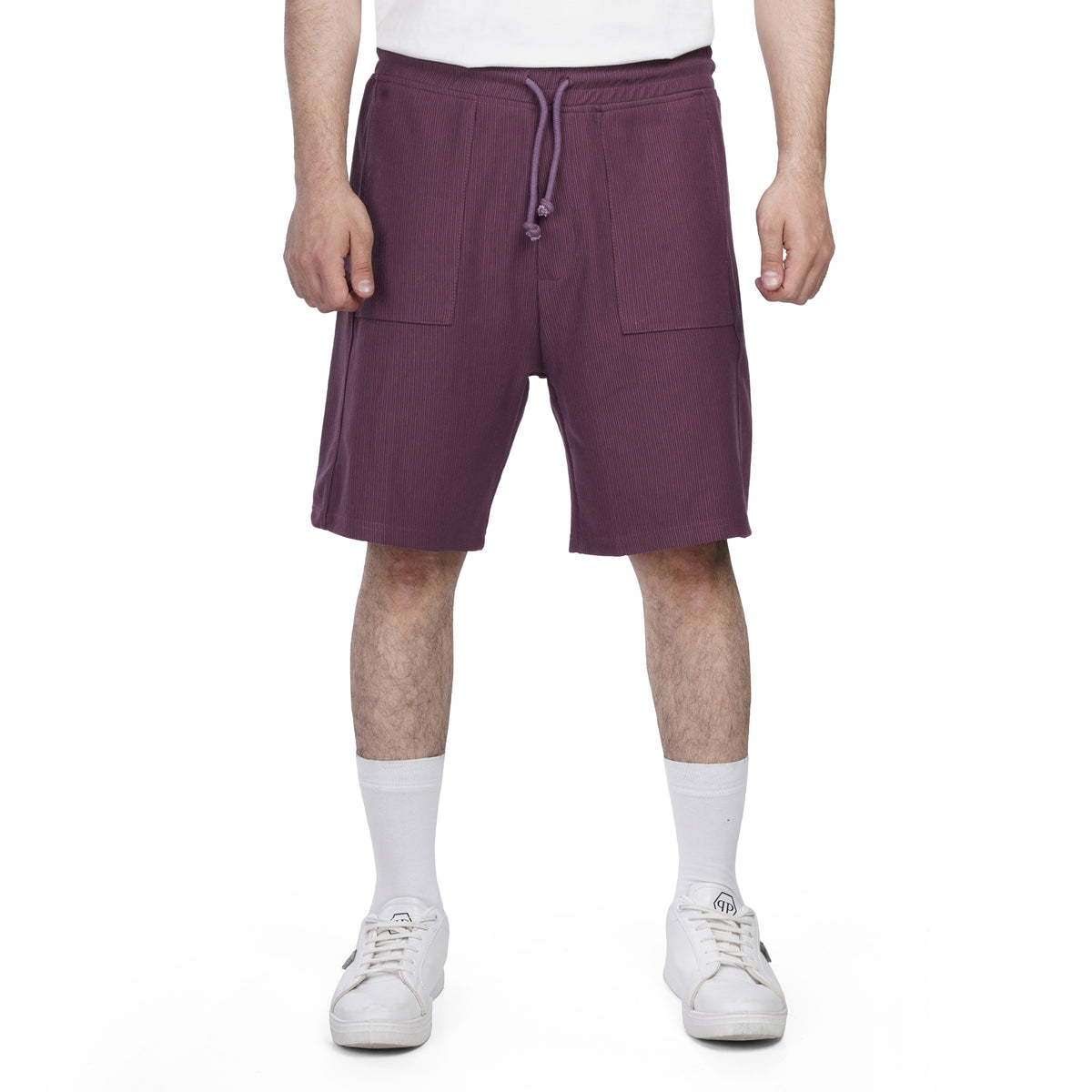 Men’s Ribbed Drawstring Shorts – Relaxed Fit